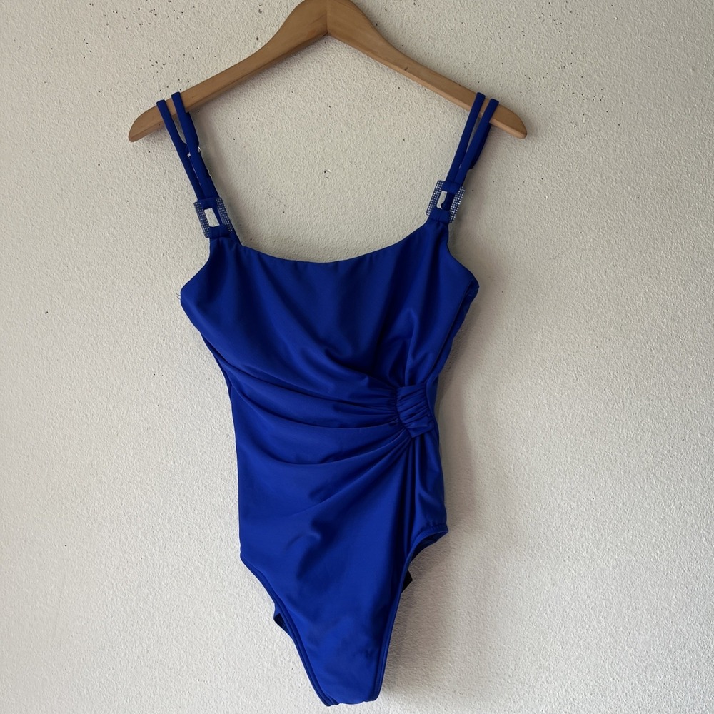 Miraclesuit Lisa Jane Electric Blue One Piece Swim Size 8 Swimsuit